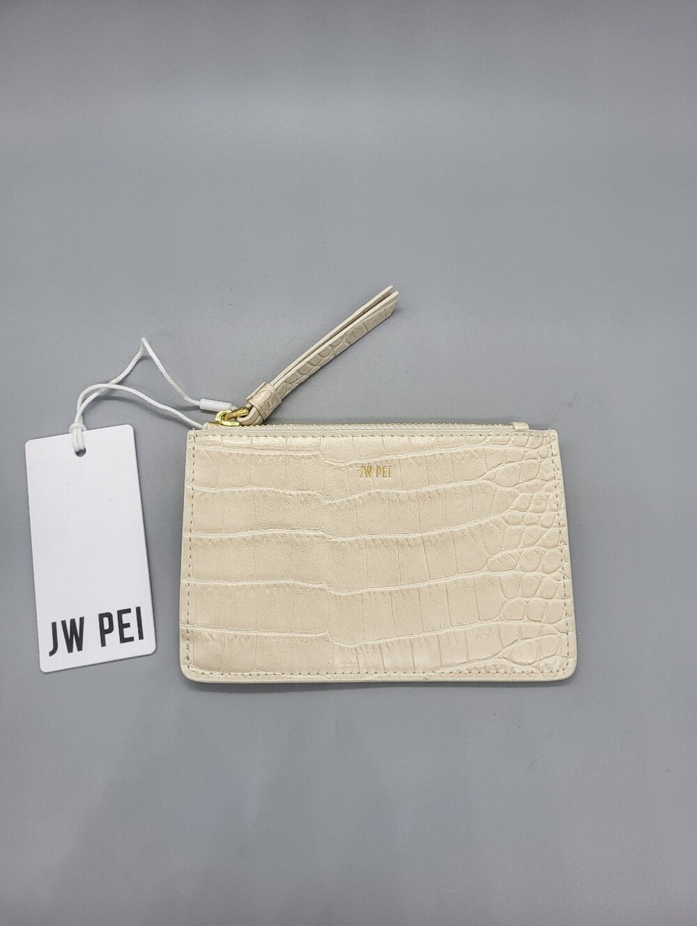 JW PEI Quinn Zipped Card Holder - Ivory Croc